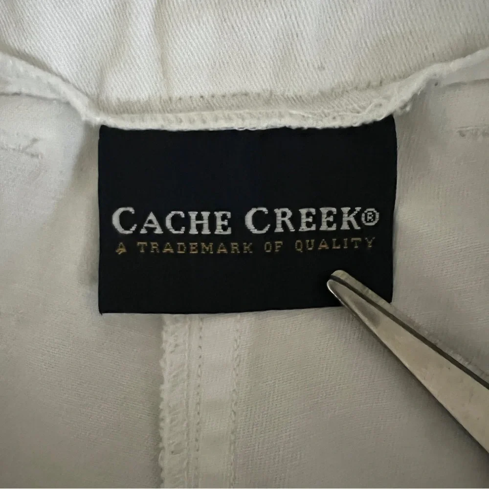 Vintage 90s Cache Creek Mid High Rise White Cotton Mid Thigh Shorts Size 10 - Picture 6 of 8
